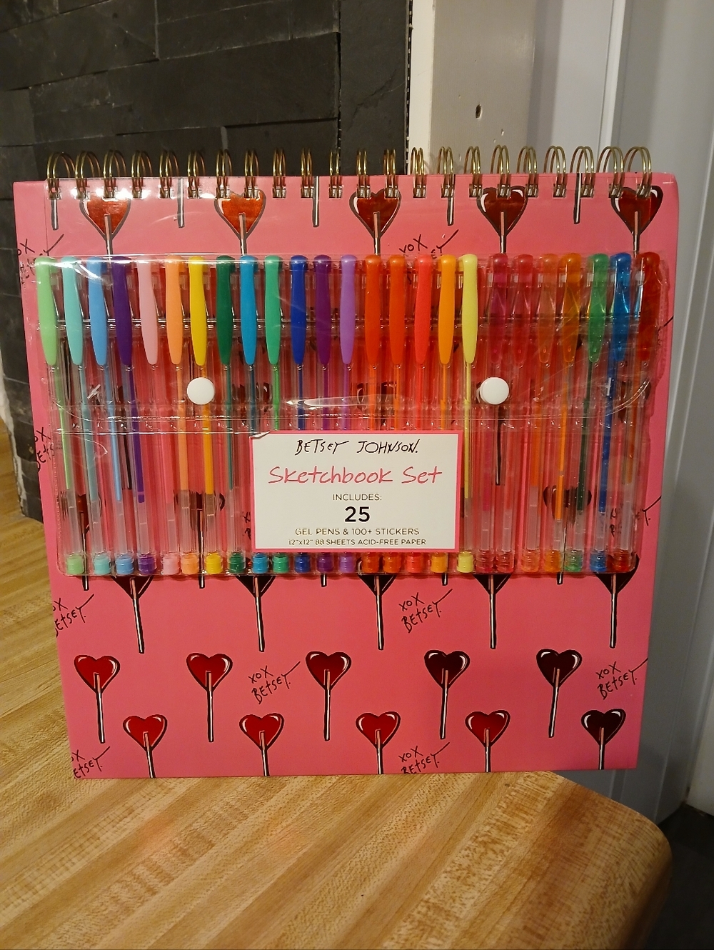 Betsey Johnson NWT Large Sketchbook, 25 Pens & Stickers